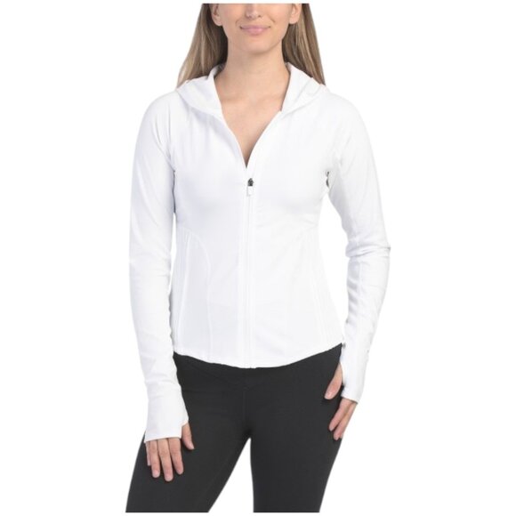 90 DEGREE BY REFLEX Lux Cropped Full Zip Hooded Jacket - Picture 1 of 2